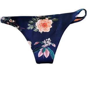 Triangl Blue Pink Floral Print Swimwear Bikini Bottoms Size Large